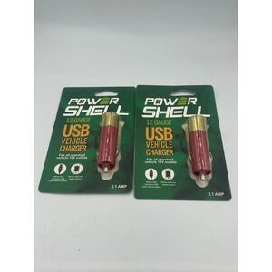 (2) Power Shells 12 Gauge Shell USB 12V Car Vehicle Charger New